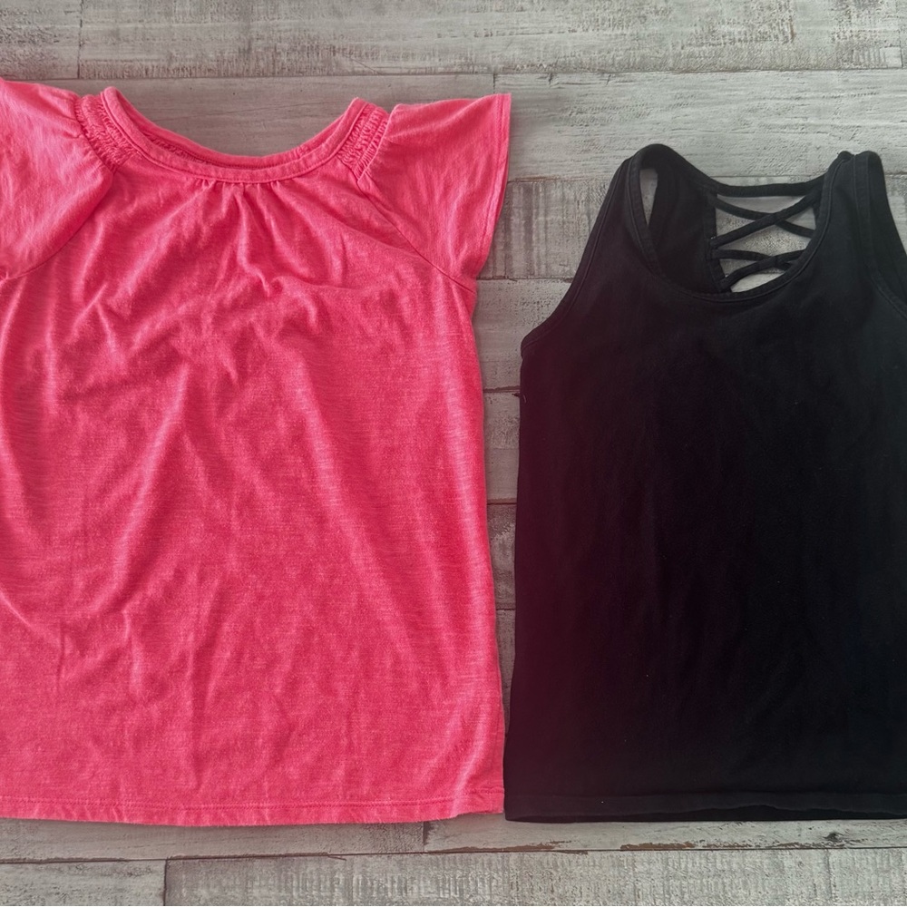 Old Navy Black Top with Cat & Jack Pink Top - lot of two